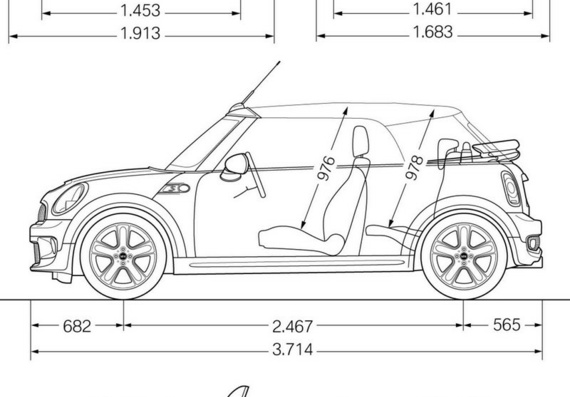 Mini Cooper S Cabrio 2009 (Мини Купер С Кабрио 2009) - чертежи (рисунки) автомобиля